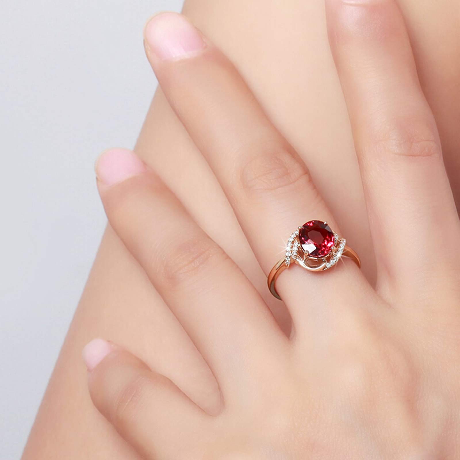 Beydodo Pierścionki ślubne różowe złoto 750 kobiety duże owalne turmaliny 1,8 ct pierścionek ślubny różowe złoto z diamentem e różowe złoto, 52 (16,6), colore: różowy (Rosegold), cod. TLLWGZ1258