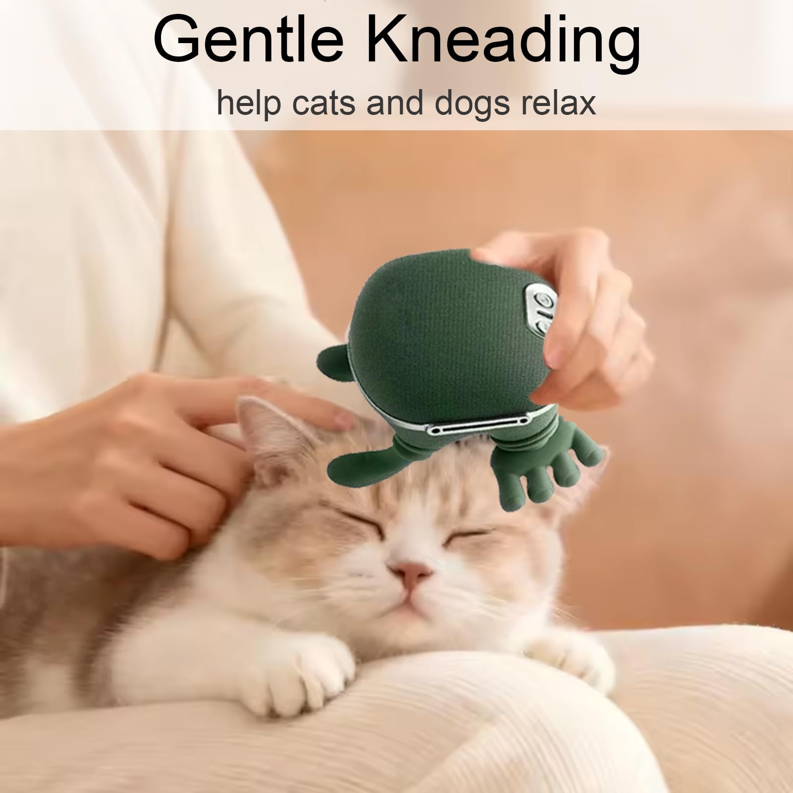 Dog Massager with Hands, Calming Pet Massager, Elektrisches Handmassagegerät für Hunde und Katzen, Automatische Haustiere Kopfmassagegerät mit 3 Stufen für Entspannung, Tiefenmassage (Schwarz)
