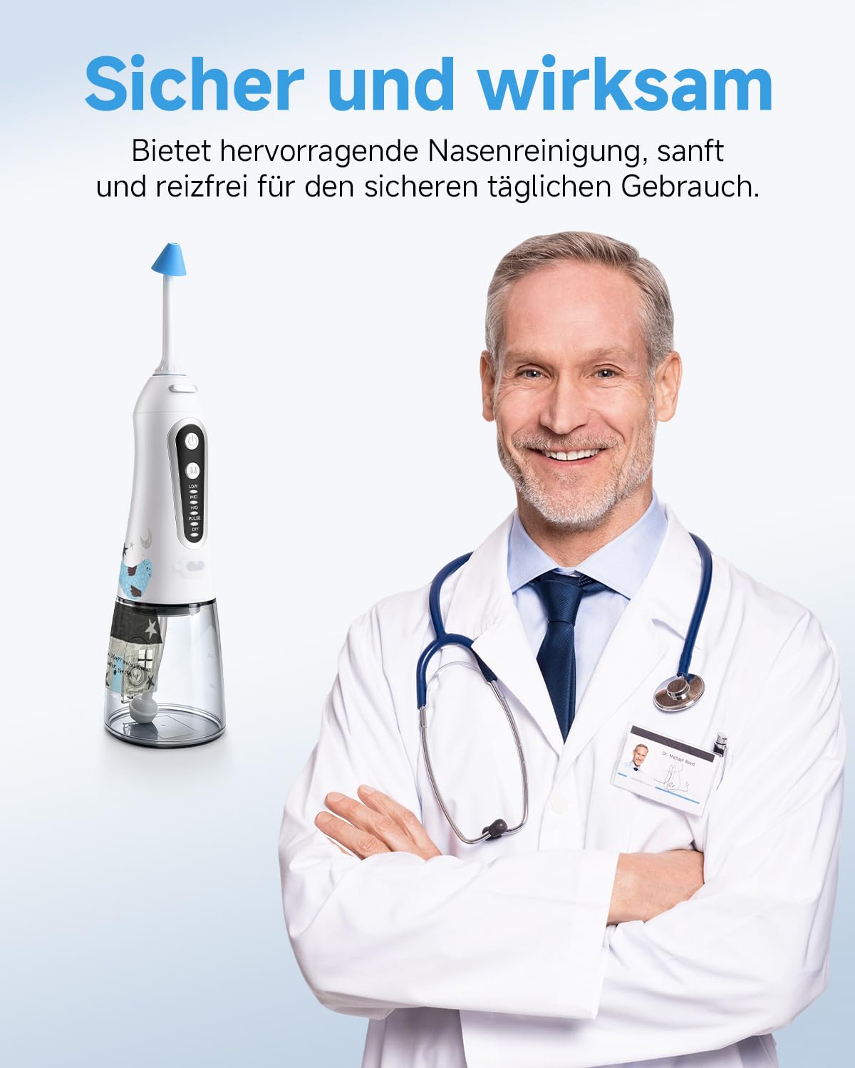 Kabelloser Elektrischer Nasendusche |Für Erwachsene & Kinder | Zur täglichen Nasenpflege bei verstopfter Nase und Nebenhöhlenbeschwerden | Akku-Modell, lange Laufzeit