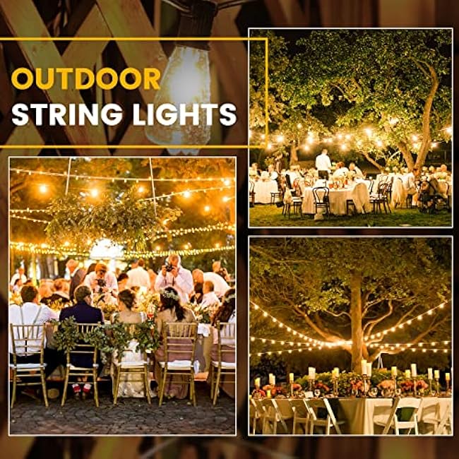 Outdoor Patio String Lights, 240FT LED with 120+4 ST38 Vintage Edison Bulbs, Waterproof Connectable Hanging Lights for Outside Backyard Bistro Porch (120FTx2)