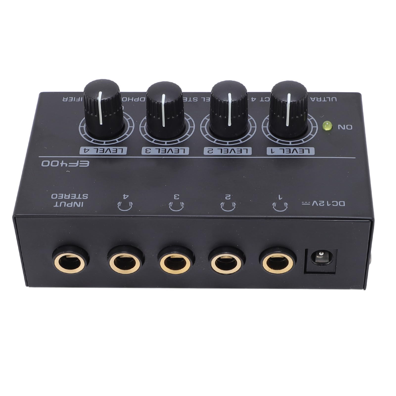 Amplificatore per Cuffie a 4, Splitter Cuffie Stereo Portatile con Manopole Volume Separate, per Spettacoli Sul Palco in Studio, Ascolto Musica, Visione TV (Spina europea)