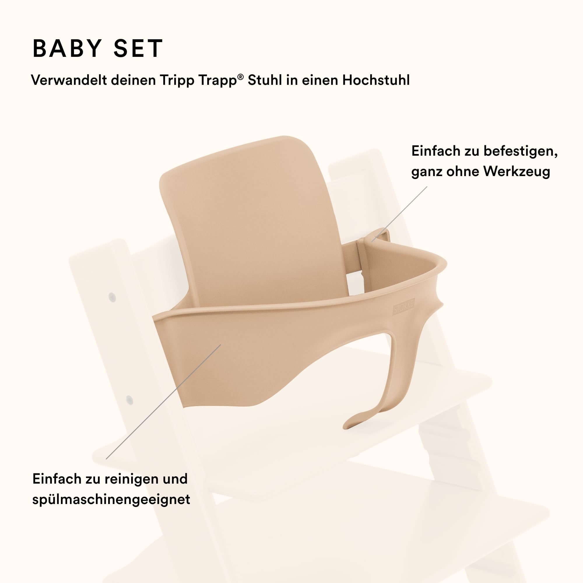 Stokke Tripp Trapp Stuhl mit Newborn Set und Baby Set, Natürlich - Sicher, verstellbar, ergonomisches Design