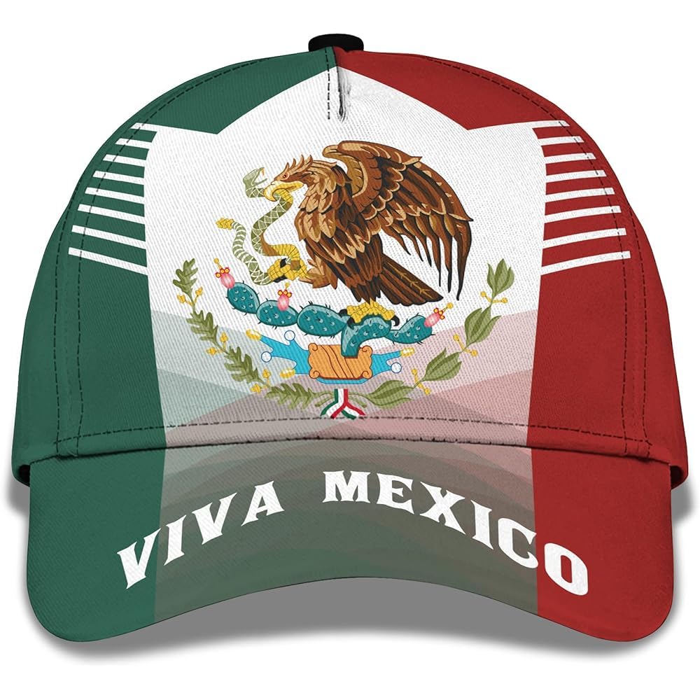 GenericSport Cap Viva Mexico Mexican Flag Hat 3D Printing Dad Hat Customised Hats Vintage Cap for Youth, Adult, Ladies