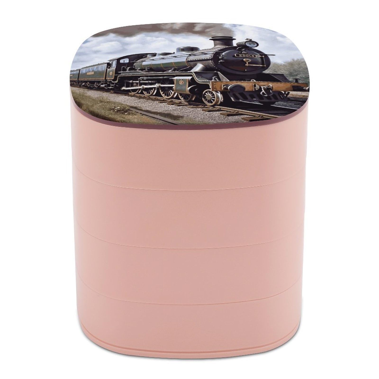 FekiLoot Steam Locomotive Train Jewelry Box 4-Layers Rotatable Jewelry Organizer Storage Box with Mirror Cute Travel Jewelry Case Portable Earring Holder Organizer for Ring Necklace Bracelet