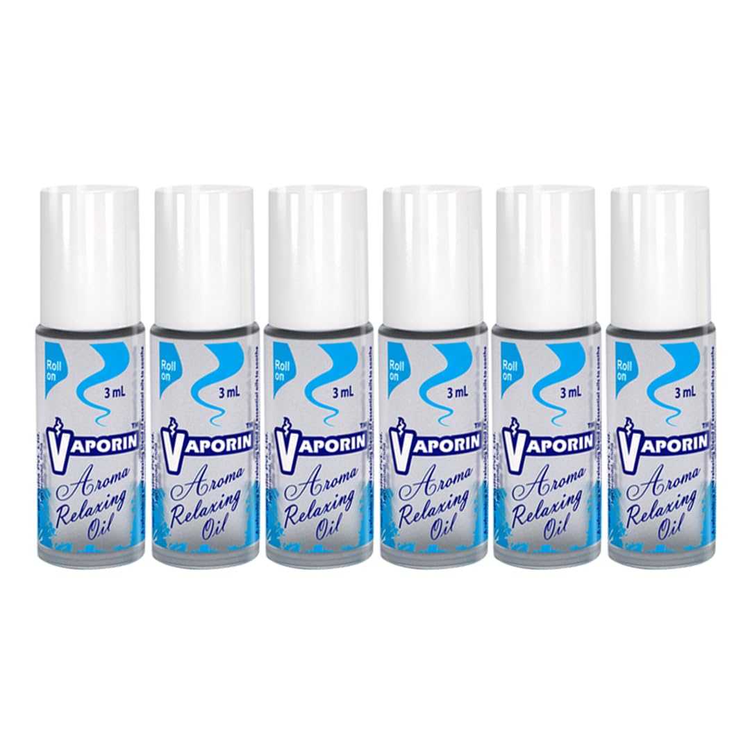 Vaporin Aroma Relaxing Oil Roll-on 3mL | Instant Relief for Headache, Migraine, Dizziness, Nausea, Daily Stress, Neck Pain, Motion Siuckness & Fatigue (Pack of 6 * 3mL)