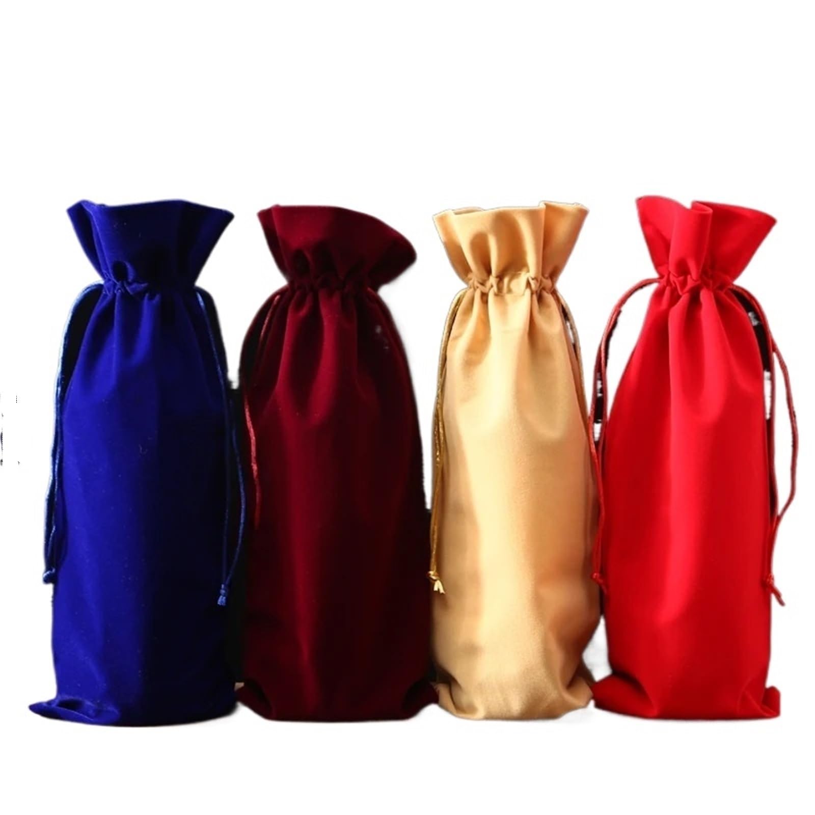 Geschenkverpackung für Flaschen, Geschenktüten mit Kordelzug for Weinflaschen, mehrfarbig, 35,4 cm, 10 Stück(Black)