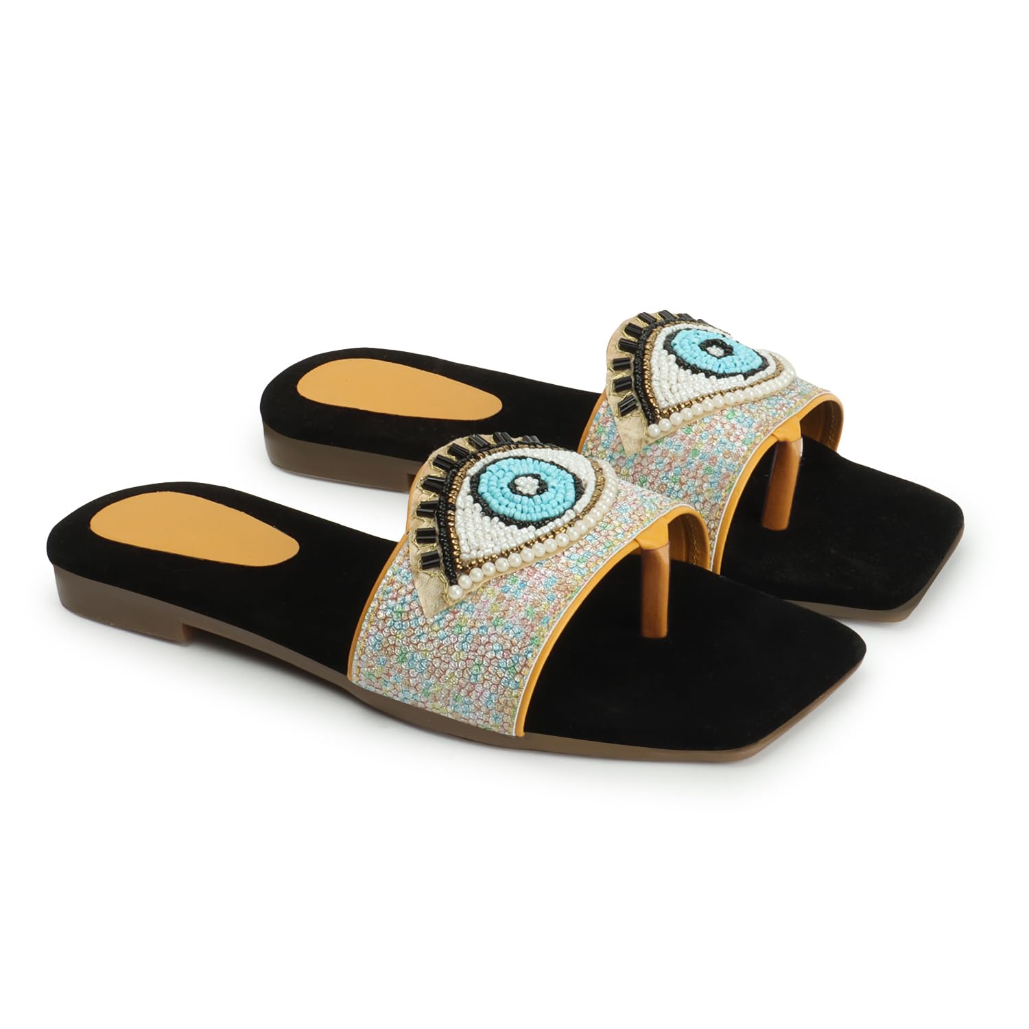 Naitik Womens Fancy Bigg Boss Eye Style slip-On Flat Sandals Chappal for Girls Ladies (Yellow) (B0CQXKZ5Q8) Amazon Price History, Amazon Price Tracker