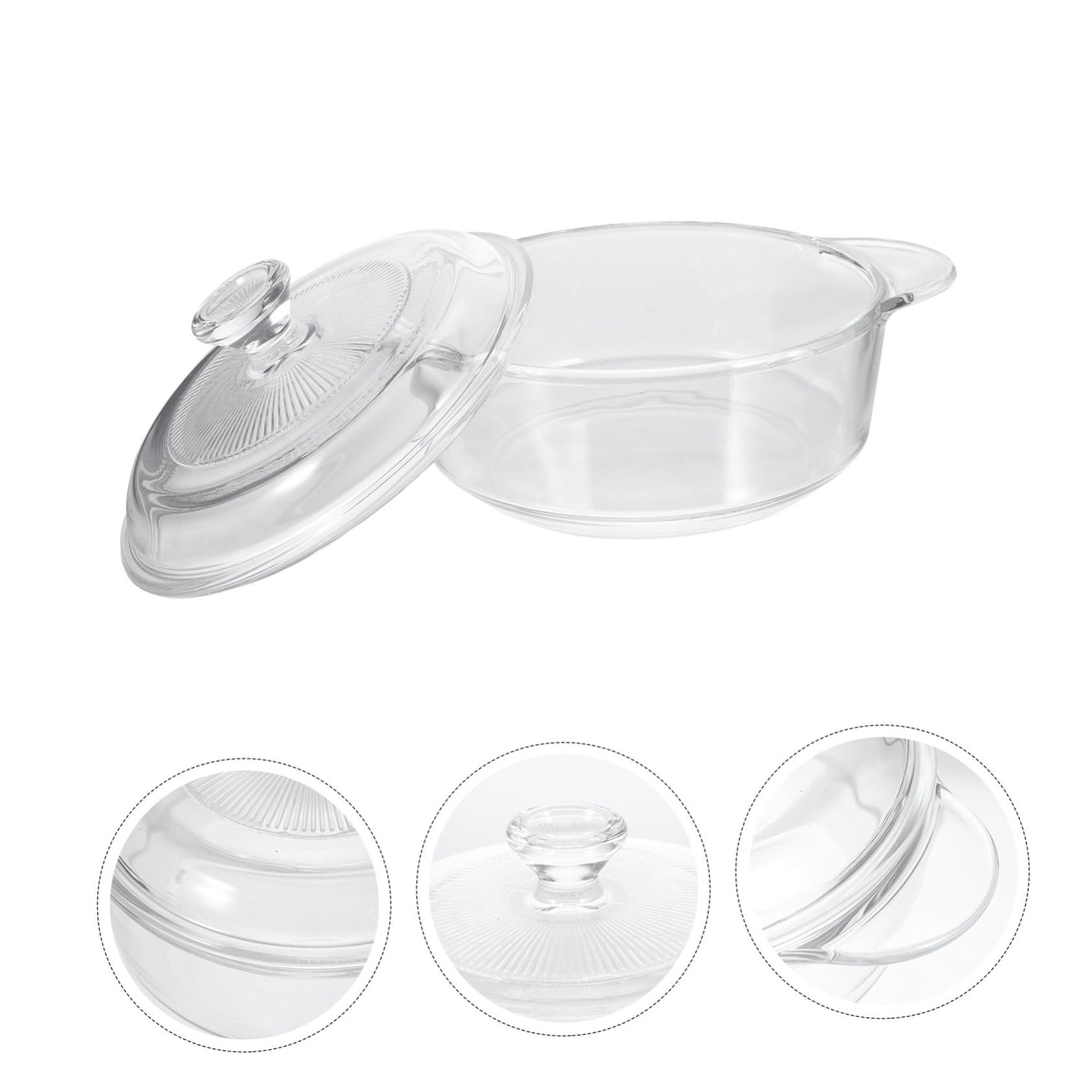 PartyKindom Multifunktionaler Schmortopf mit 1L Fassungsvermögen aus Hitzebeständigem Glas und Griffdesign zum Kochen von Suppen und Milch im Haushalt