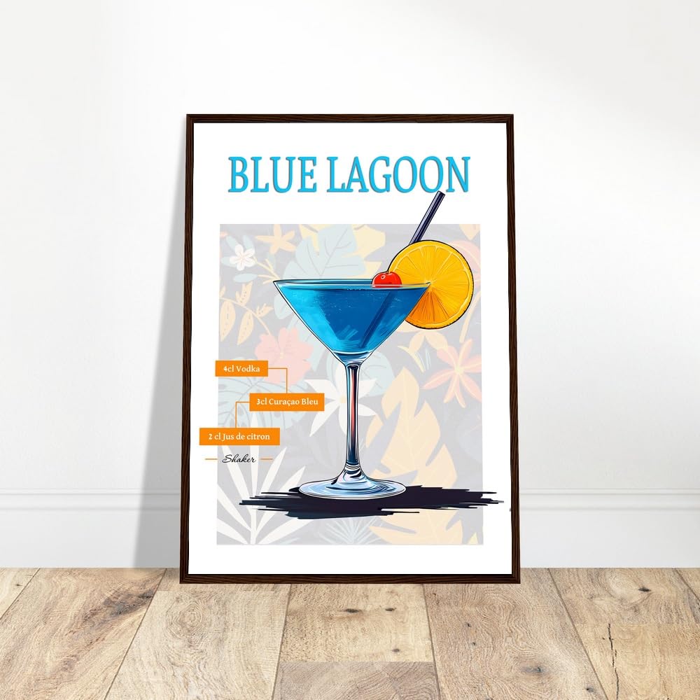 Affiche Cocktail Bleu et Orange pour Décoration de Bar et Cuisine Lumineuse