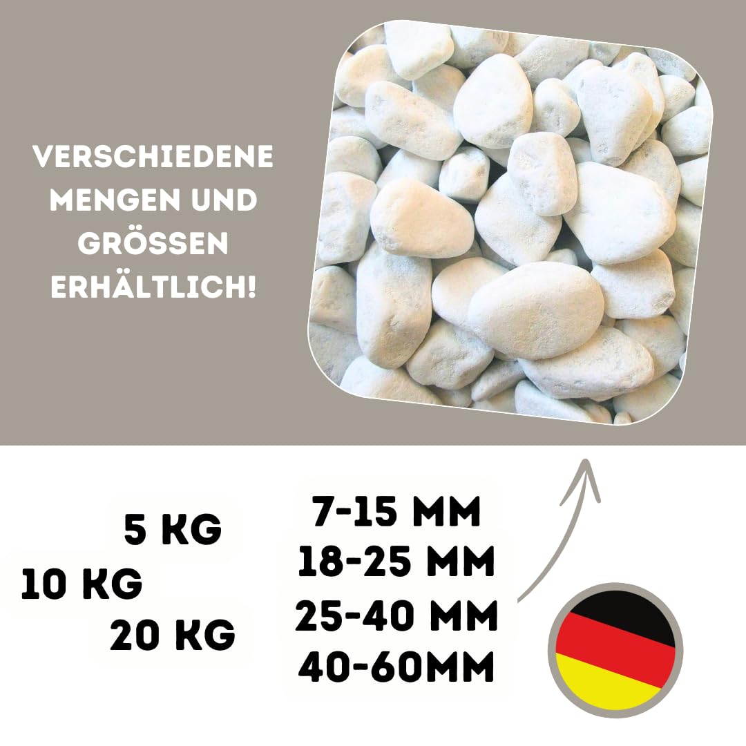 Gravier d'ornement arrondi de marbre de Carrare Blanc Pour décoration de tombe cimetière 10 kg Weiß