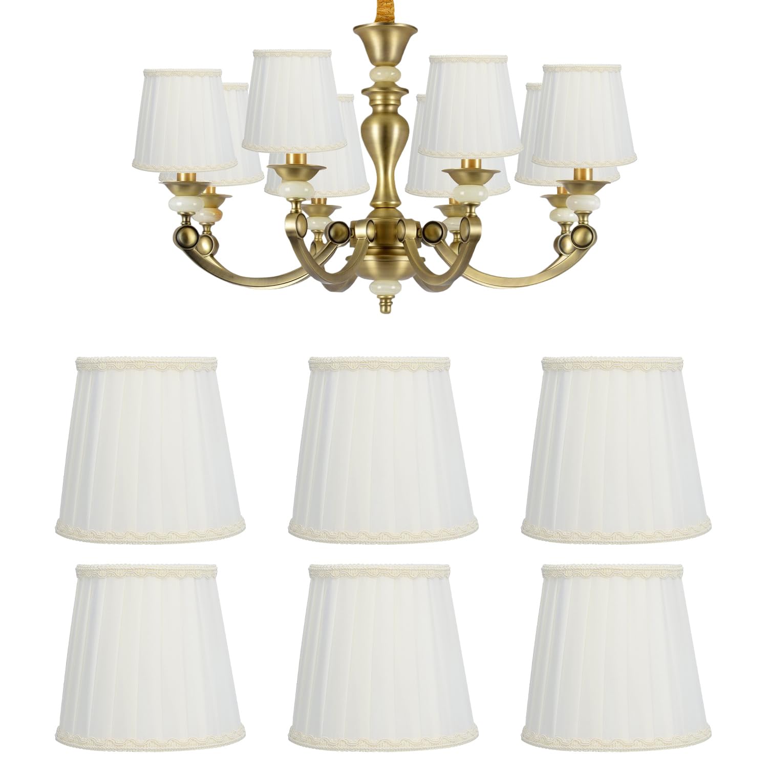 6 Pezzi Paralume in Tessuto, 15,5×11,5×14 cm E14 Paralumi Lampadario Moderno per Lampadina Stile Europeo Coprilampada Piccolo Lampadario per la Decorazione Domestica (#2)