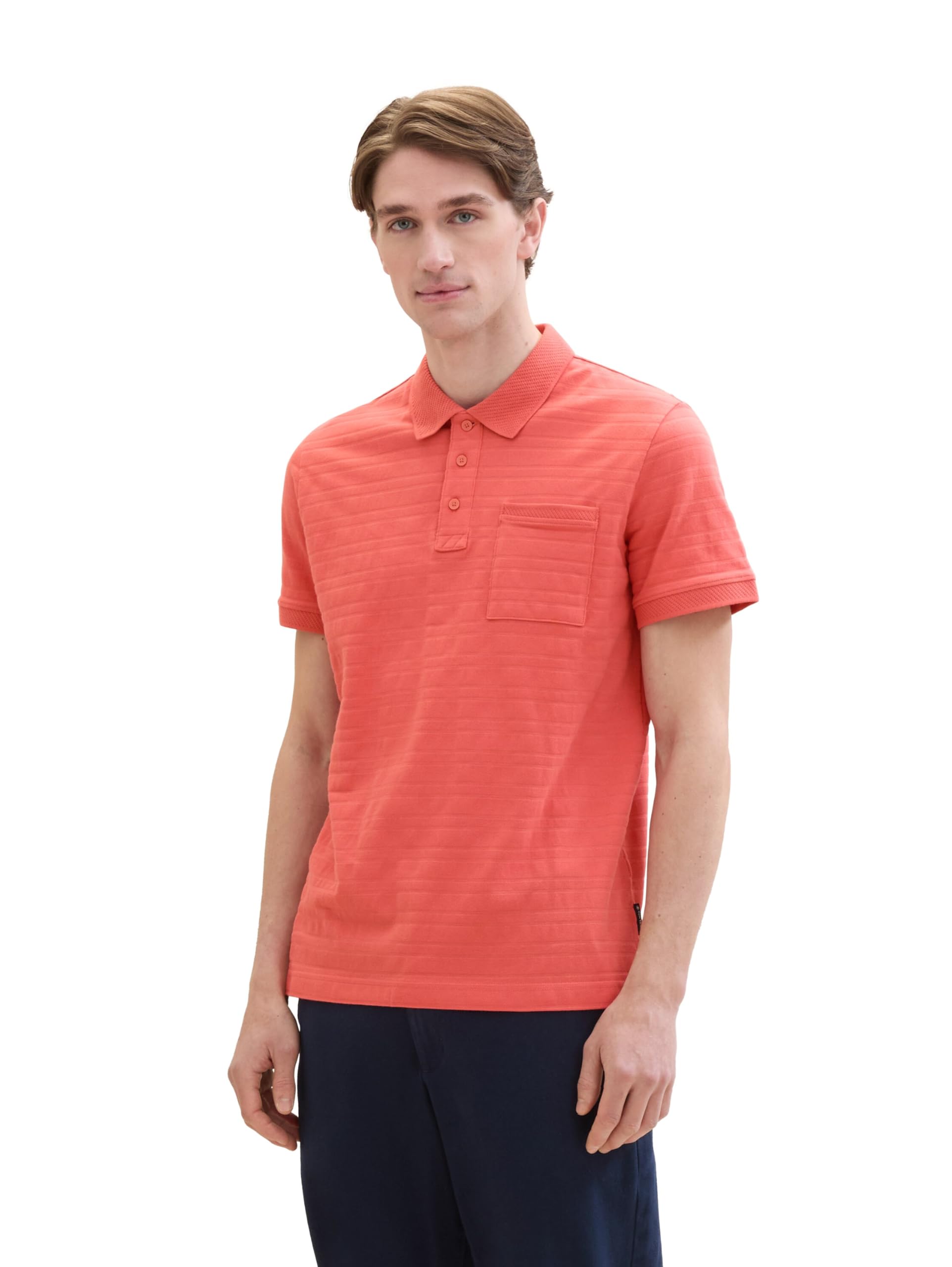 TOM TAILOR Men's Basic Polo Shirt with Structure, 26202 Flamingo Flower, XL