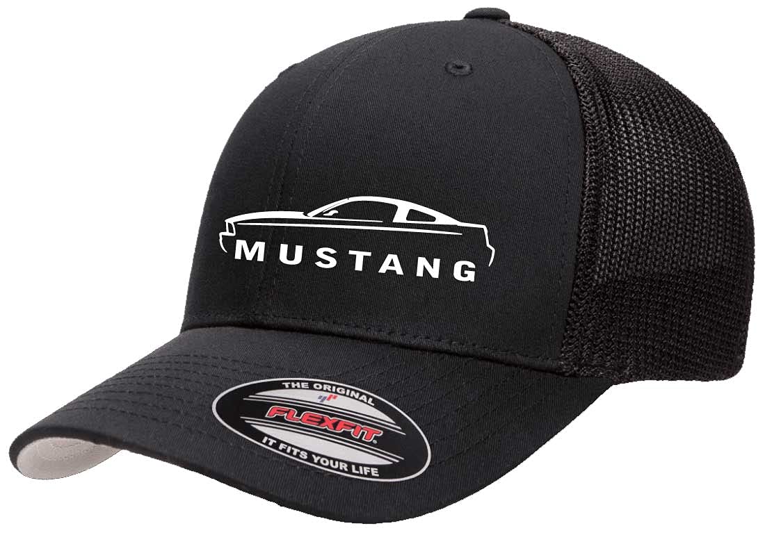 2005-09 Ford Mustang Hardtop Classic Outline Design Flexfit 6511 Trucker Mesh Fitted Cap