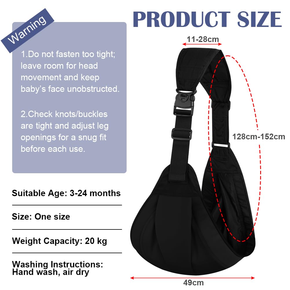 AYESY Baby Carrier, Portable Toddler Sling Carrier with Adjustable Thick Shoulder Straps - Image 2