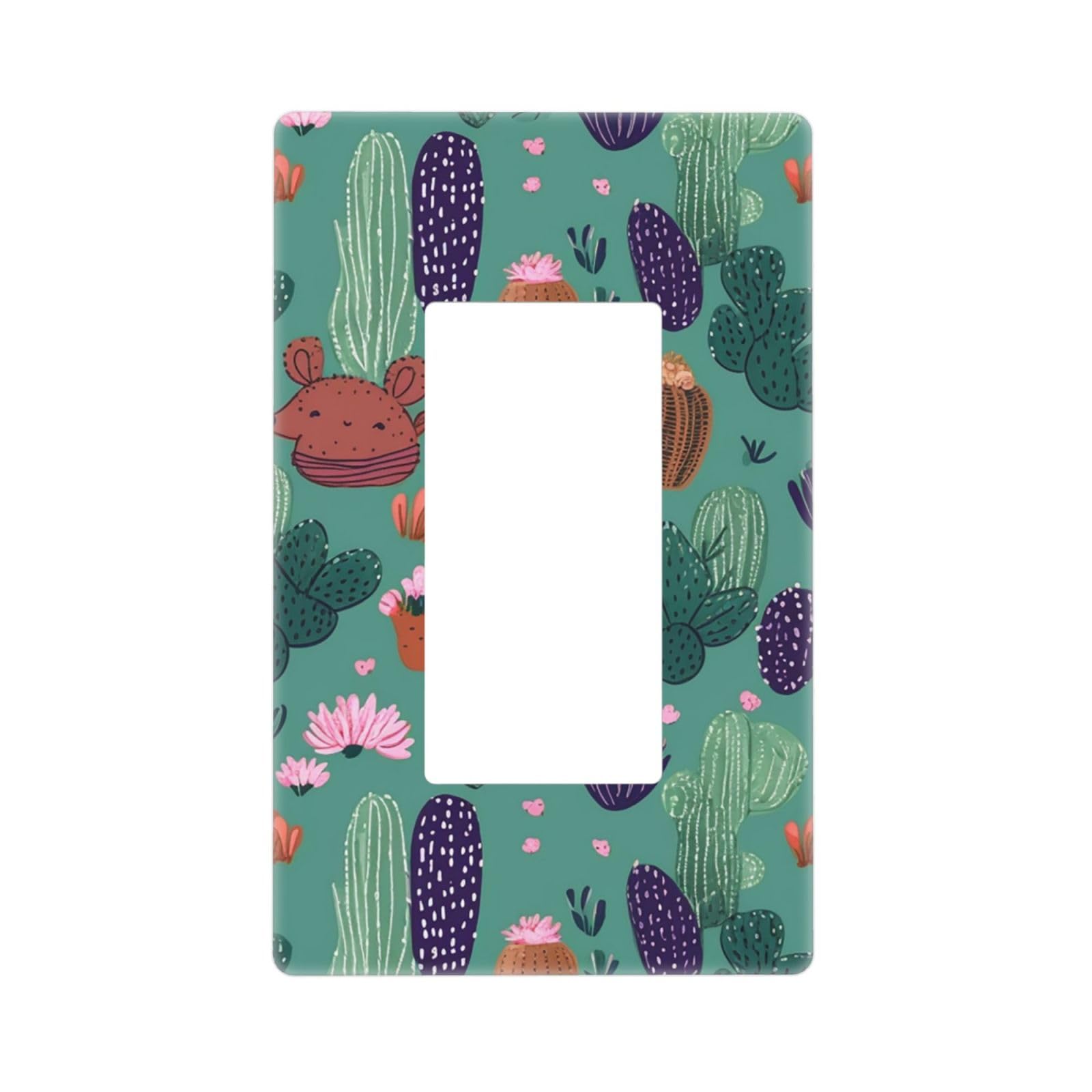 Cactus pattern Wall Plate Cover 1 Gang Light Switch Cover Decorative Single Duplex Wall Plates Standard Size Decorator Blank Electrical Switch Plate Cover for Electrical Outlets