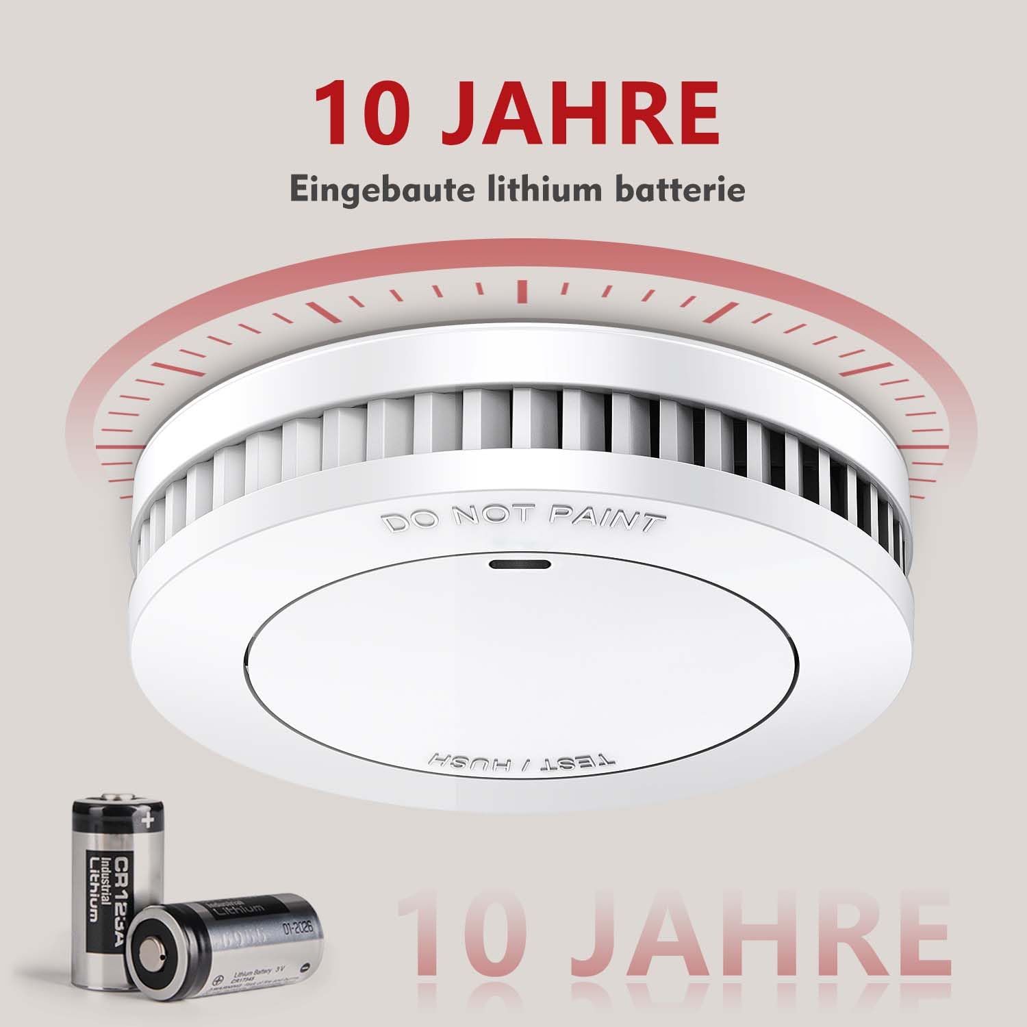 RUNIDUR Set of 2 Mini Smoke Detectors 10 Year Battery, Fire Alarm without False Alarms, Flat Fire Detector for Gluing No Drilling White - Image 2