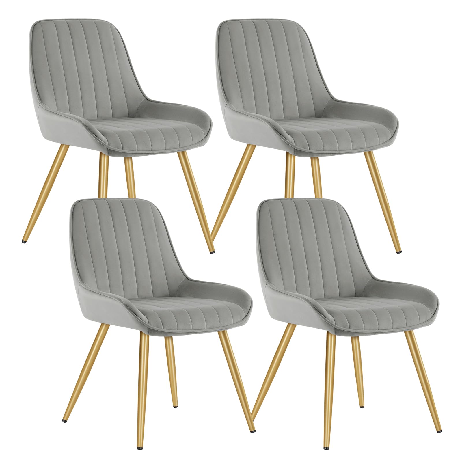 Lestarain Dining Chairs Set of 4 Vintage Kitchen Counter Chairs Lounge Leisure Living Room Corner Chairs With Metal Legs Velvet Seat and Backrests,Light grey