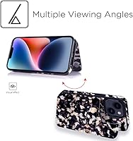 Vista 6 de uCOLOR Funda de piel con tapa para tarjetas compatible con iPhone 13, 6.1, iPhone 14 6.1, mujeres y niñas con tarjetero y función atril