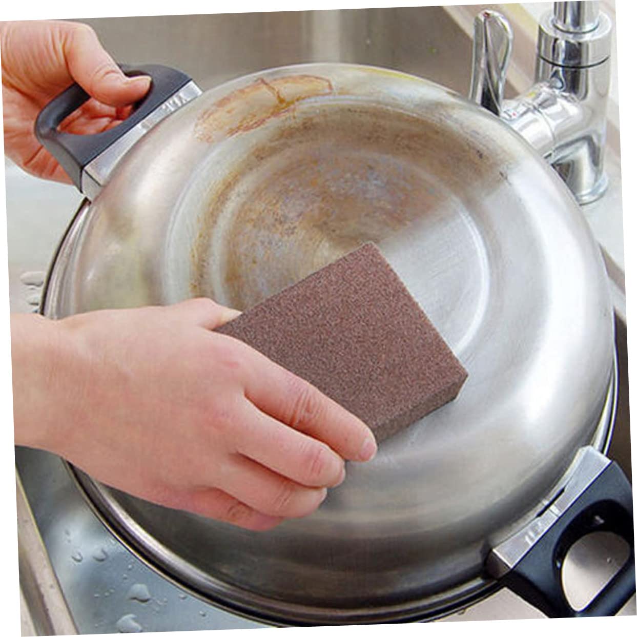 12 Esponjas De Lijado De Arena De Esmeril, Bloque De Limpieza para Ollas y Utensilios, Esponja Nano Abrasiva Marrón Rojizo 10x7x2.5 Cm para Limpieza De Cocina y Eliminación De Óxido