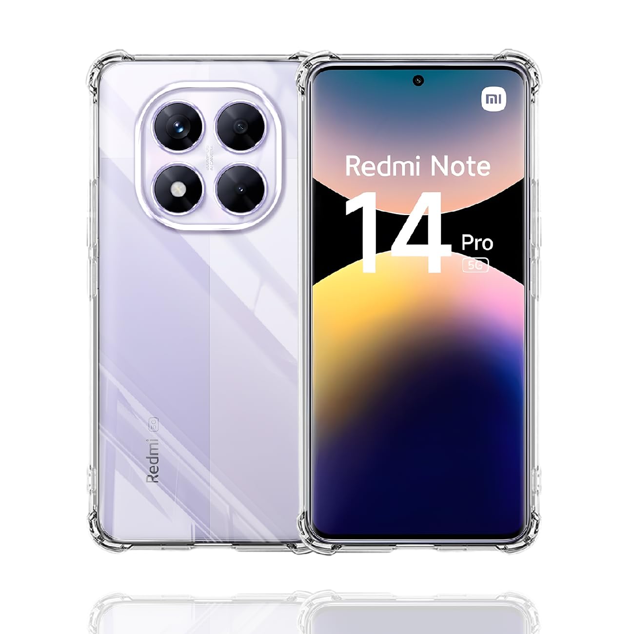 Compatible Redmi Note 14 Pro Case, Flexible TPU Cover, Fully Transparent, Heat Dissipation Treatment, Resistant to Yellowing [Full Protective Cover, Shockproof, Fall Prevention, Scratch-Resistant, Thin, Lightweight, Convenient to Carry] Redmi Note 14 Pro Case WKTRN14P