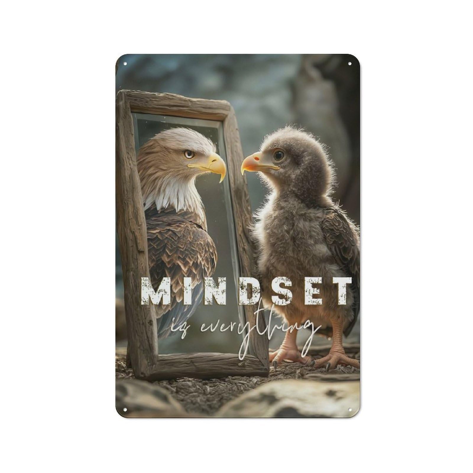Junmoney Mindset Is Everything Tin Wall Plaque 30X20cm With For Pub Or Café, For Hospitality Wall Decor Collectors
