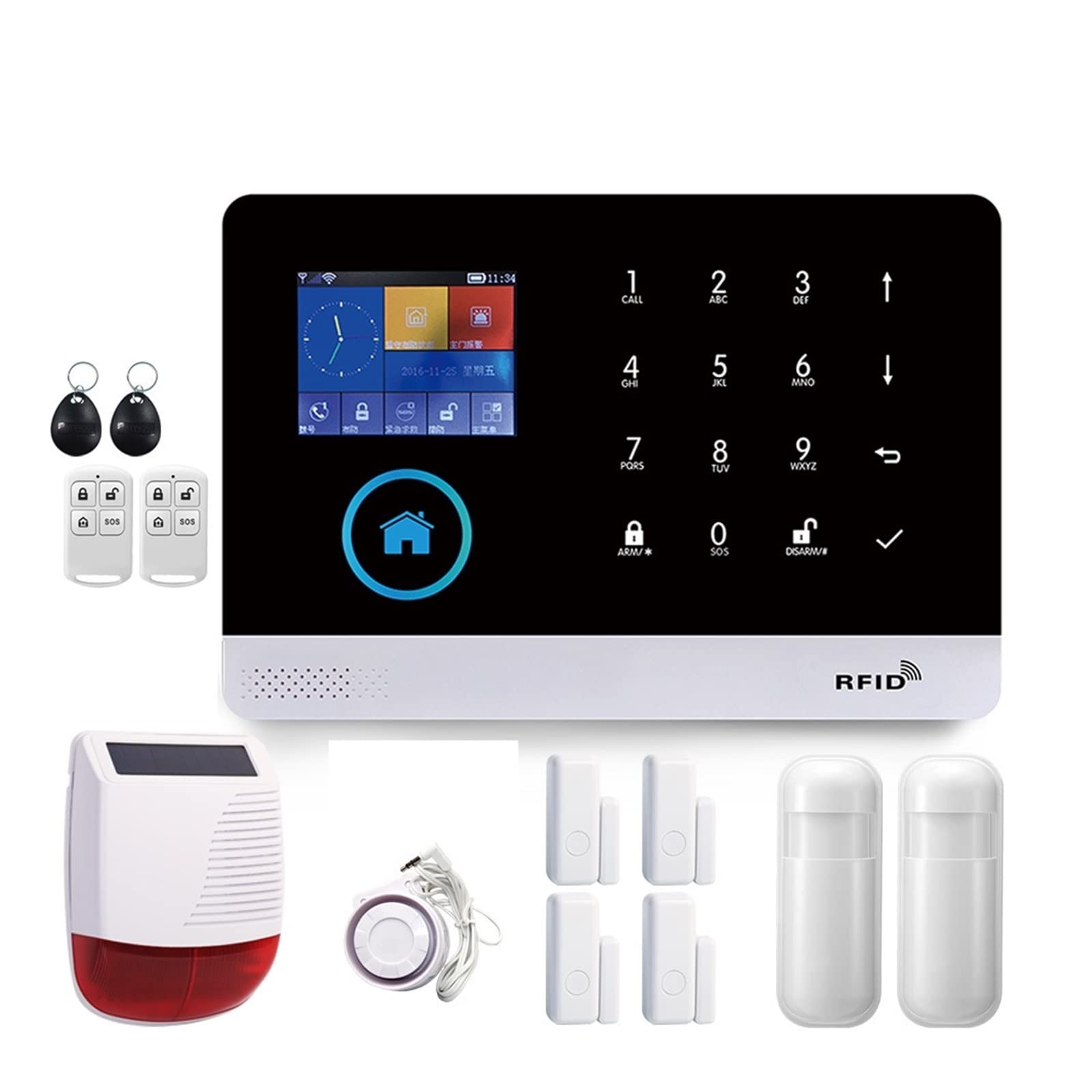 Sistema di allarme di sicurezza, Smart Home Wifi GSM di allarme for casa con sensore movimento Visione notturna sirena wireless IP Camera Tuya(K-103.)
