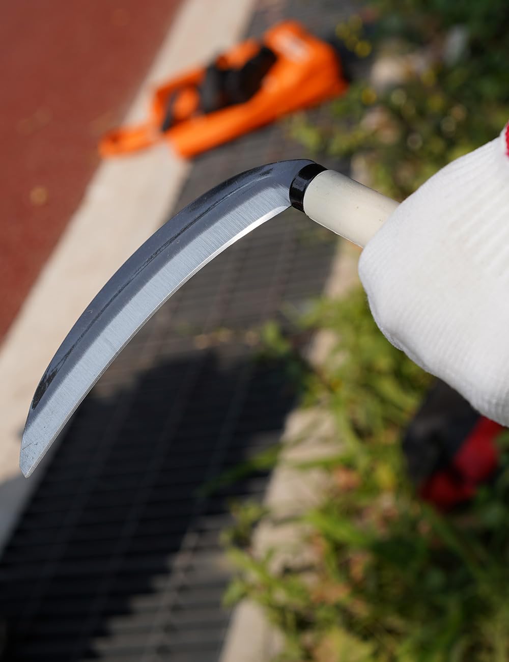 TOYPOPOR Sierp do trawy ze stali węglowej, 38 cm, japońskie ogrodnictwo, narzędzie ręczne do hodowli, narzędzie do usuwania chwastów, nóż do koszenia, ręczny nóż do koszenia, grube ostrze ogrodnicze