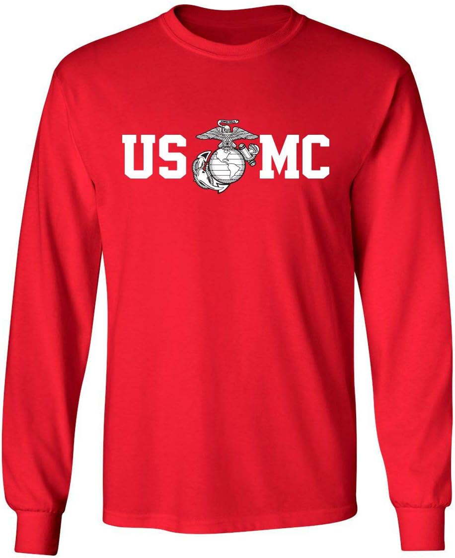 Lucky Ride Marine Corps Bull Dog Front and Back USMC Men's T-Shirt Longsleeve - Image 2