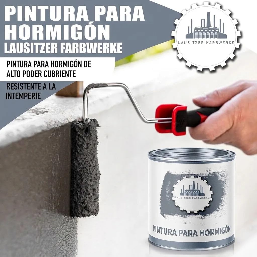pintura para hormigón satinado marrón chocolate RAL 8017 marrón pintura de fachada tradicional para superficies minerales (piedra muro hormigón fachada revoco cemento) pintar y sellar (2,5 L) Lausitze
