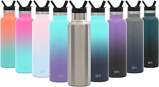 Simple Modern 12oz Ascent Water Bottle with Straw Lid - Stainless Steel Hydro Kids Tumbler Flask - Double Wall Vacuum Insulated Small Reusable Metal Leakproof -Simple Stainless - coolthings.us