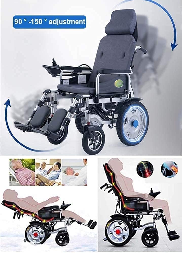 Silla de Ruedas Eléctrica Plegable Ligera y Portátil con Mando a Distancia, Capacidad 150KG, Doble Modo Manual/Eléctrico, Respaldo Ajustable - Batería de Litio 24V, Autonomía 25KM, Motor 250W