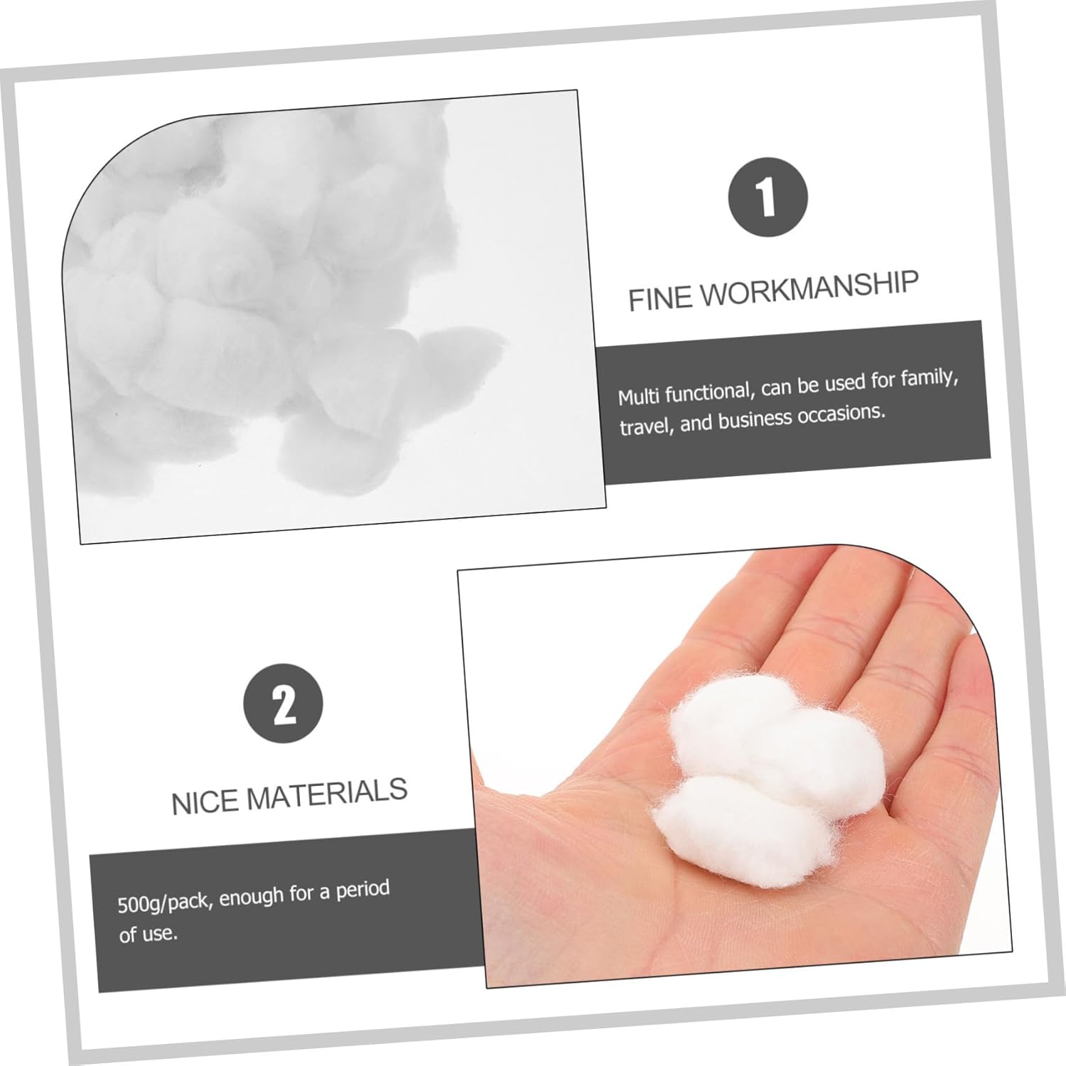 NOLITOY 1bag Soft Gentle Cotton Balls for Makeup Removal Nail Art Multi-Purpose Cotton Balls for Home Travel