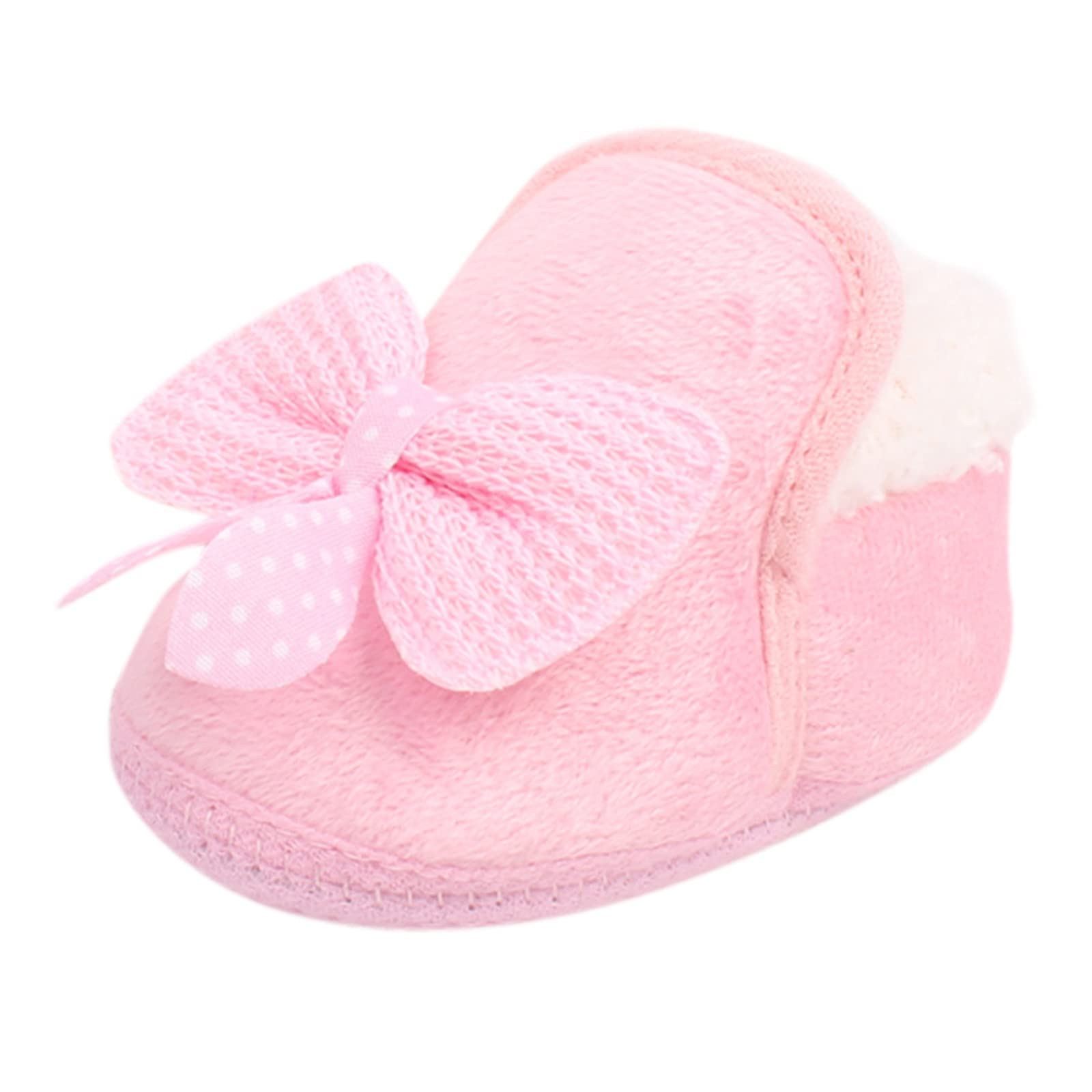 Unisex Baby Slippers Cozy Fleece Booties Boys Girls Warm Socks Shoe Infant Non Slip Winter Fuzzy Boots Walking Shoes (Pink, 0-6 Months)