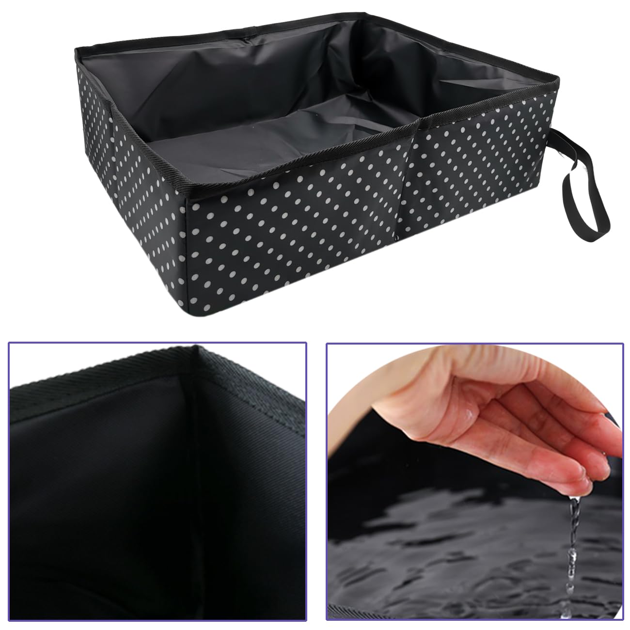 Cat Litter Tray Travel Foldable Portable Cat Litter Tray Travel for Kittens Waterproof Easy to Clean Useful Cat Litter Tray for Pets Travel Outdoor Camping Home Use Black 48 x 39 x 14 cm - Image 2