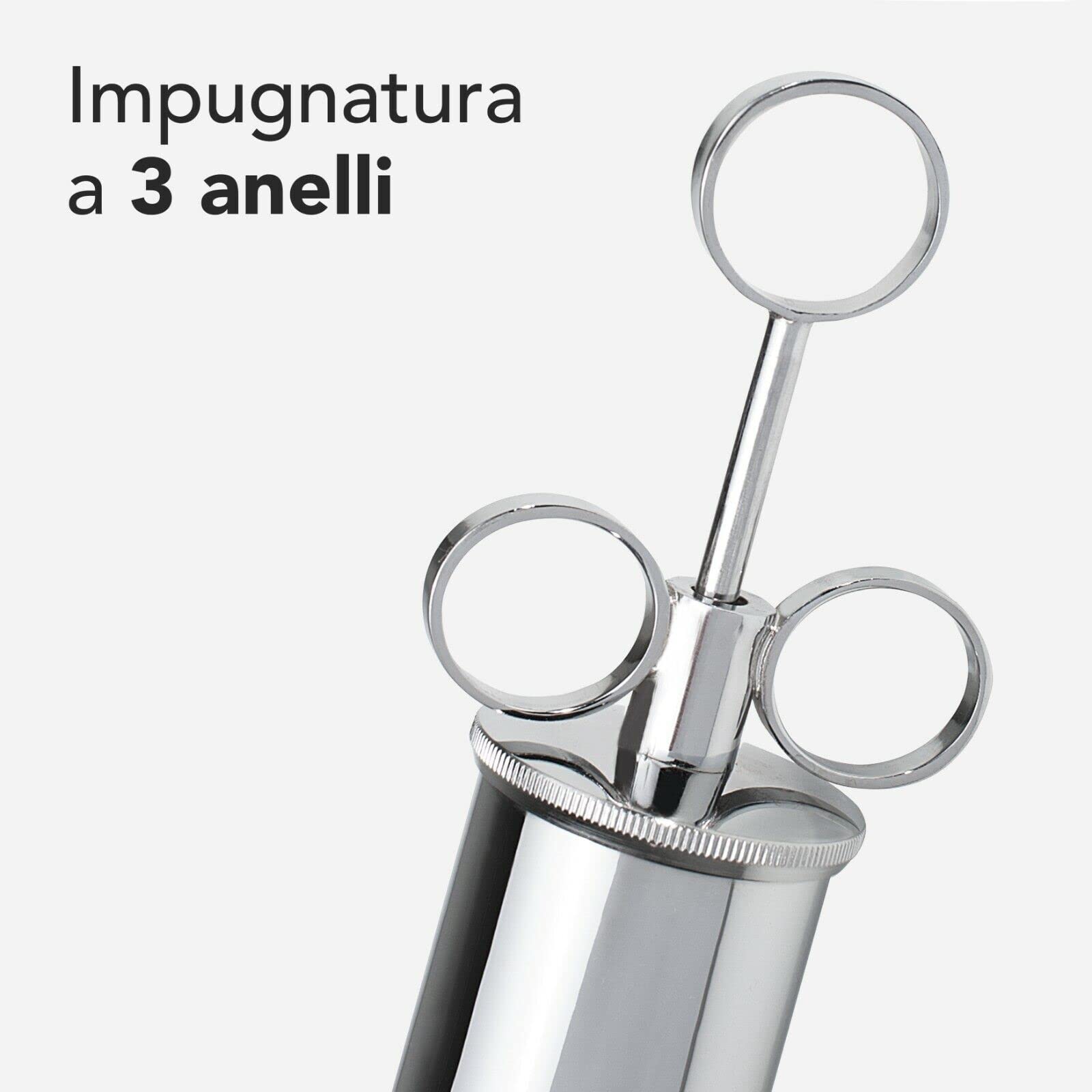 AIESI® Schizzettone in metallo/acciaio Schimmelbusch (50 ml) con scodellino orecchiale e 2 cannule, Siringa per irrigazione, Garanzia Italia 24 mesi