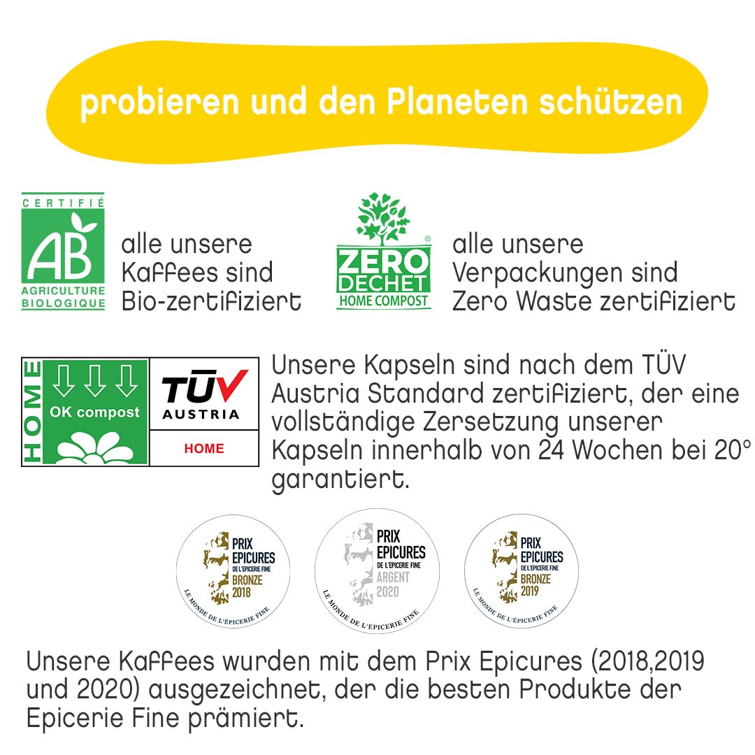TERRAMOKA - Exzellenter Bio-Kaffee - 100% reiner Arabica aus Peru - Fruchtig, nuanciert und rassig - 300 Kapseln Kompatibel Zero Waste - Mr Albert- Frankreich