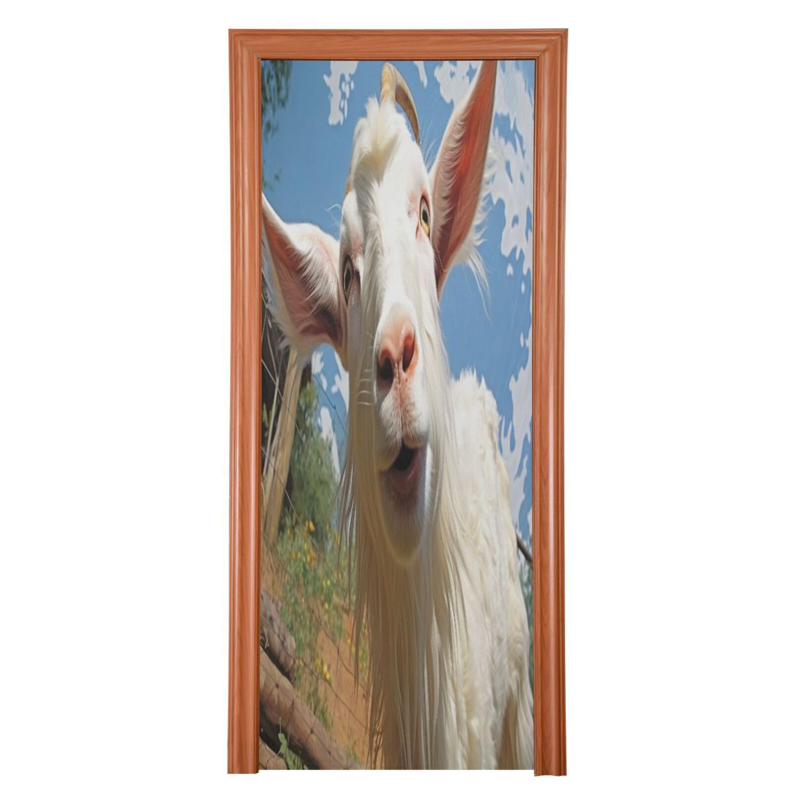 FLildon Funny Goat Door Cover Decoration, Party Accessory Porch Decor for Festive Ornament Room Door Covers 36 x 98 Inch