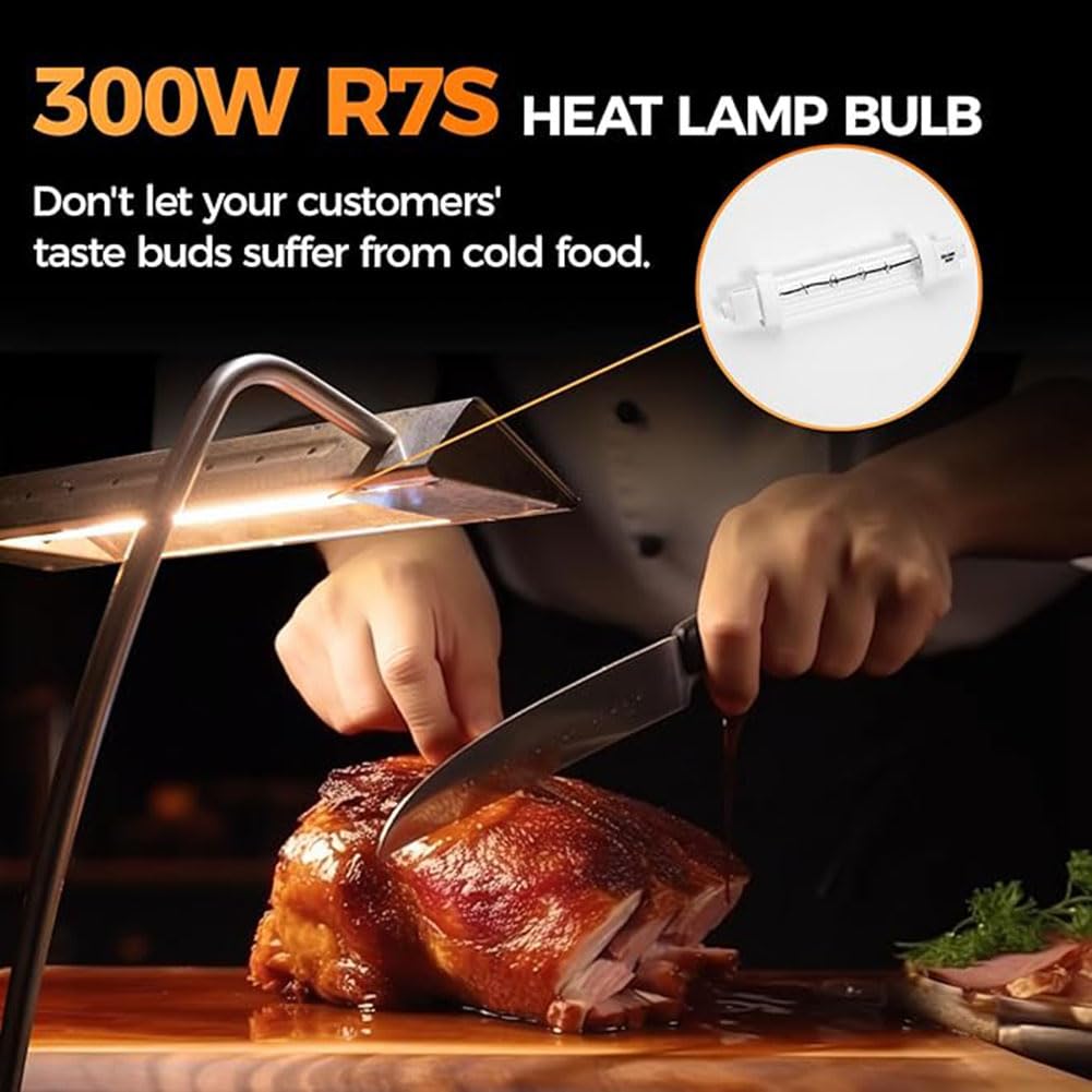 Générique Lot de 4 Ampoules chauffantes R7S, Ampoules halogènes linéaires de 118 mm, idéales pour Les buffets, Les événements avec Traiteur - Lampes halogènes Alimentaires,300W