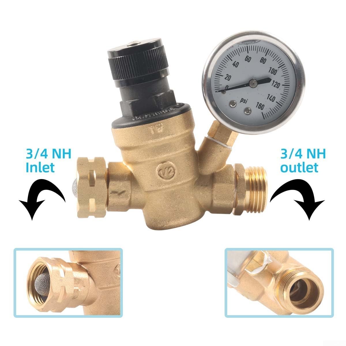 Réducteur Pression Eau RV Ajustable Laiton 45 PSI