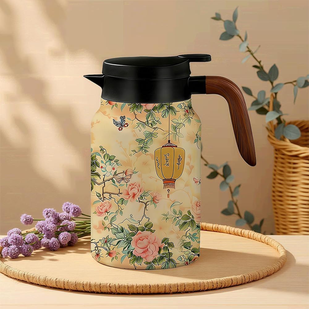 Caraffa termica con infusore integrato, teiera a doppia parete in acciaio inox per caffè caldo e foglie sfuse, elegante bollitore per casa e ufficio, capacità 1500 ml