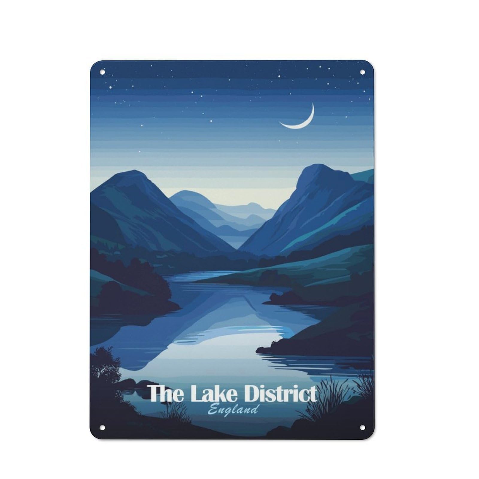 Junmoney Lake District Night Vintage Tin Sign 40X30cm With For Man Cave Or Games Room, For Games Room Collectors