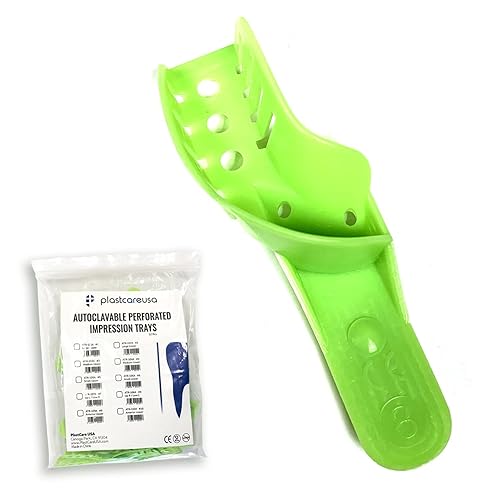 Vista 22 de Bandejas de impresión dental medianas inferiores - Juego de bandejas de impresión perforadas autoclave - Tamaño número 4 (bolsa de 12) por PlastCare