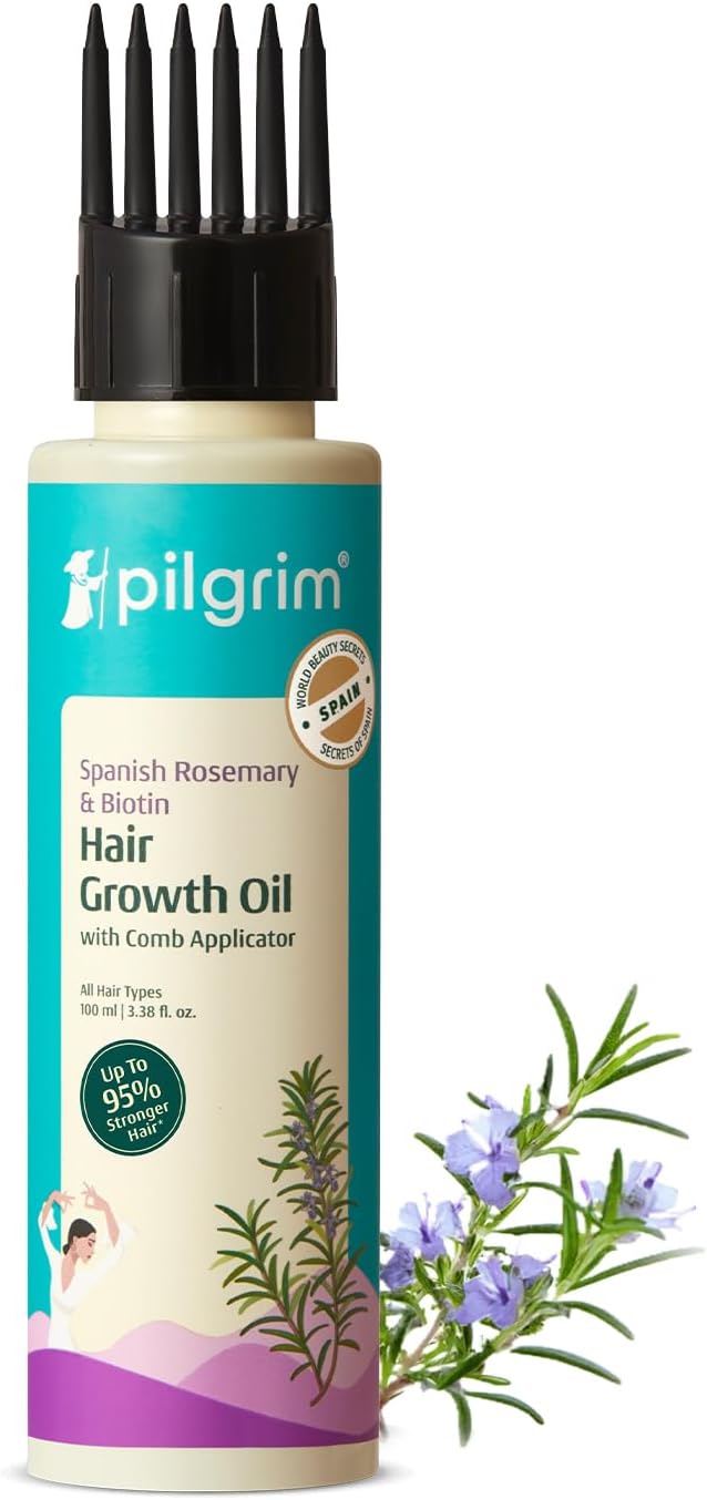 Pilgrim Rosemary & Biotin HairGrowth Oil to Control Hair Fall & Strengthens Hair 100ml | Rosemary essential oil for hairgrowth | Reduces Hairfall | For Women and Men