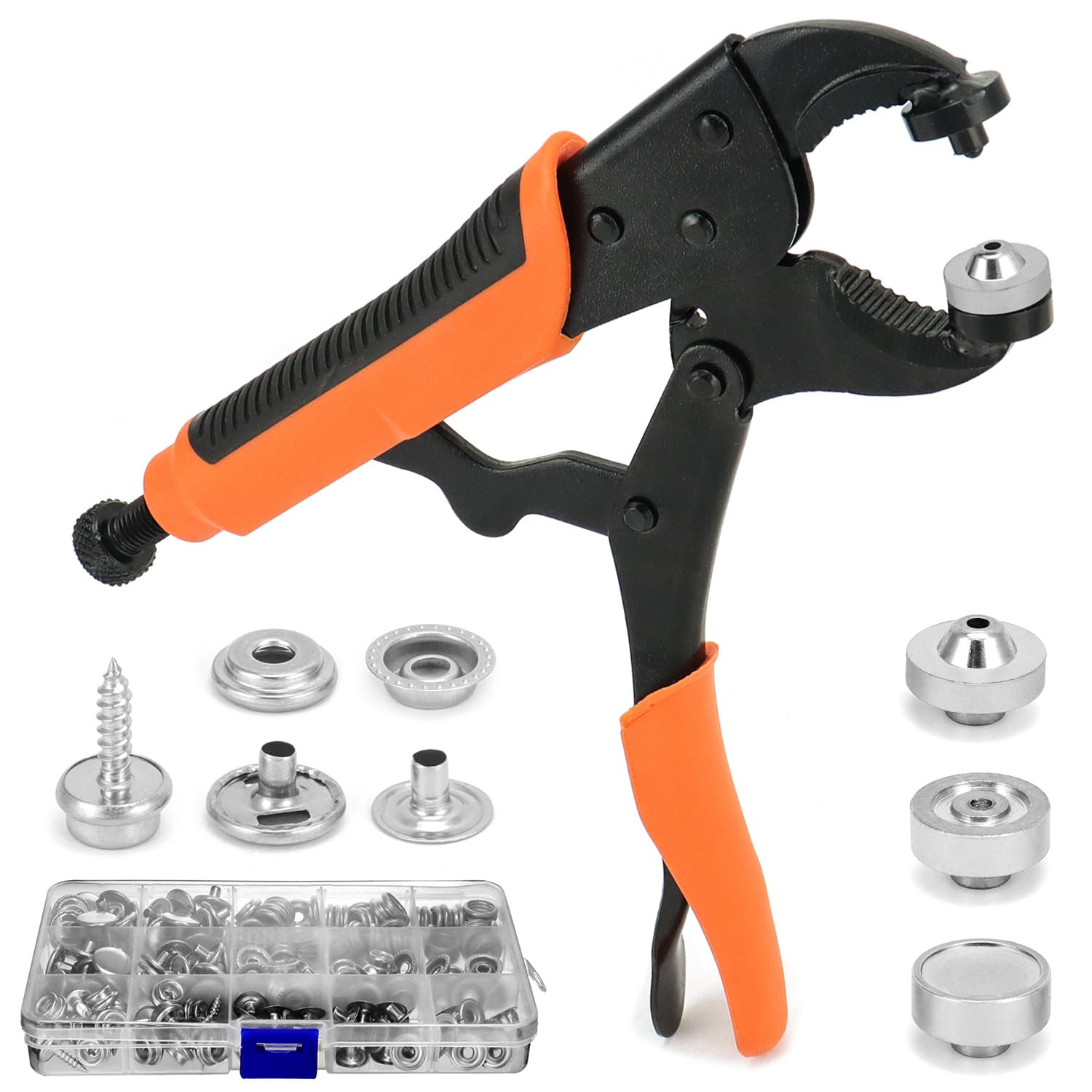 QWORK® 60 set bottoni a pressione con 3 matrici intercambiabili e pinza di fissaggio - per la riparazione di coperture per barche, tele, teloni