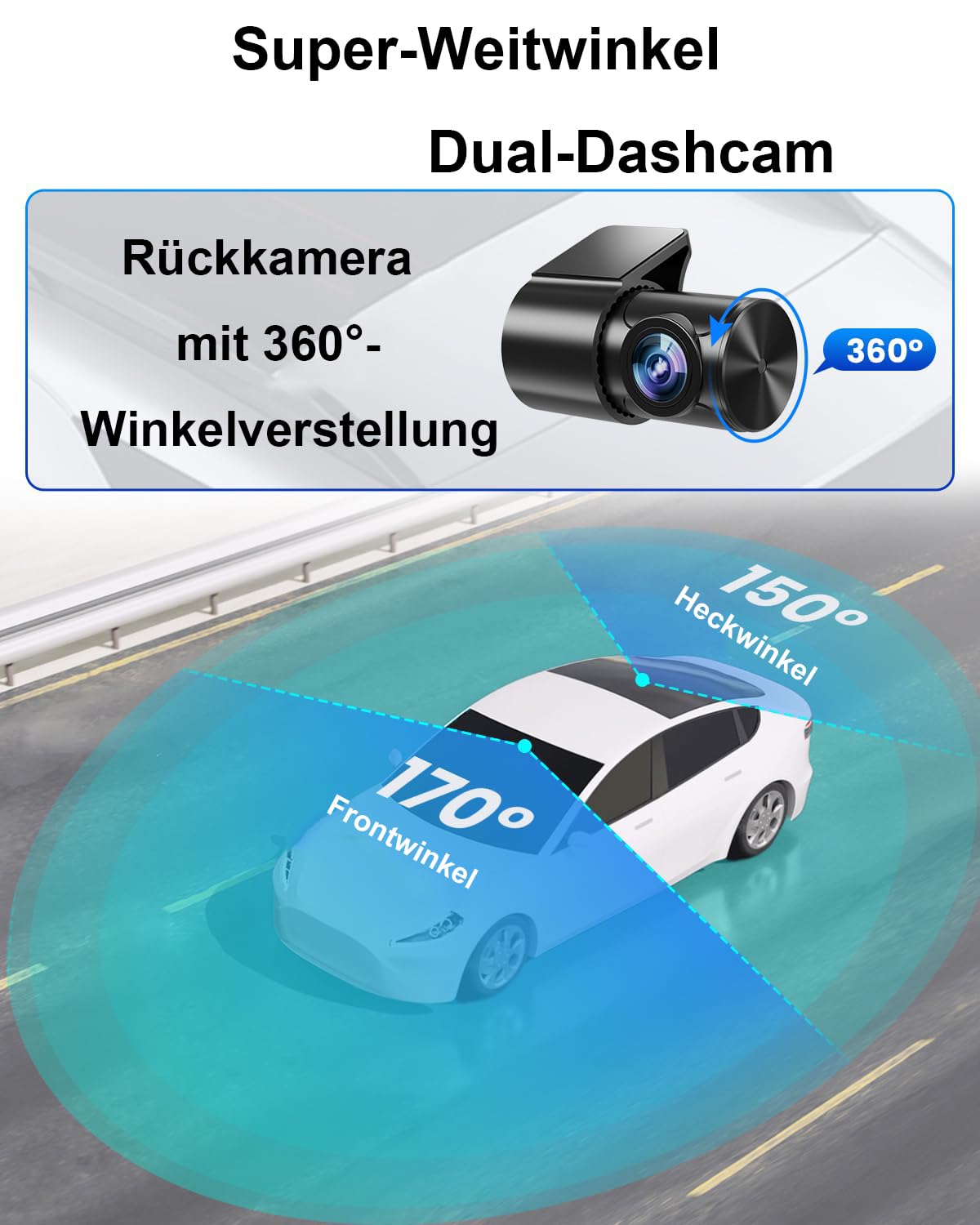 oryzoms 4K Dashcam mit 3,94" Bildschirm/Vorne & hinten/Autokamera mit 170° Weitwinkelansicht/Nachtsicht/Parküberwachung/G-Sensor –Loop-Aufnahme, ideal für sicheres Fahren