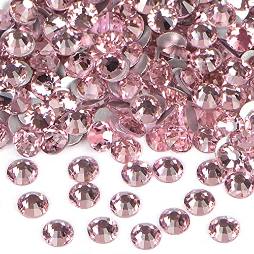 Image of 288 Pieces 288 Pieces Non-Hotfix Round Crystal Glass Flat Back Rhinestones for DIY Jewelry Making with a Picking Pen (SS30, Light Rose)
