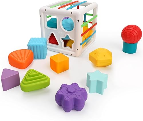 Juguetes para bebés de 12 a 18 meses, clasificador de formas, juguetes sensoriales de cubo colorido, juguetes de aprendizaje para el desarrollo de