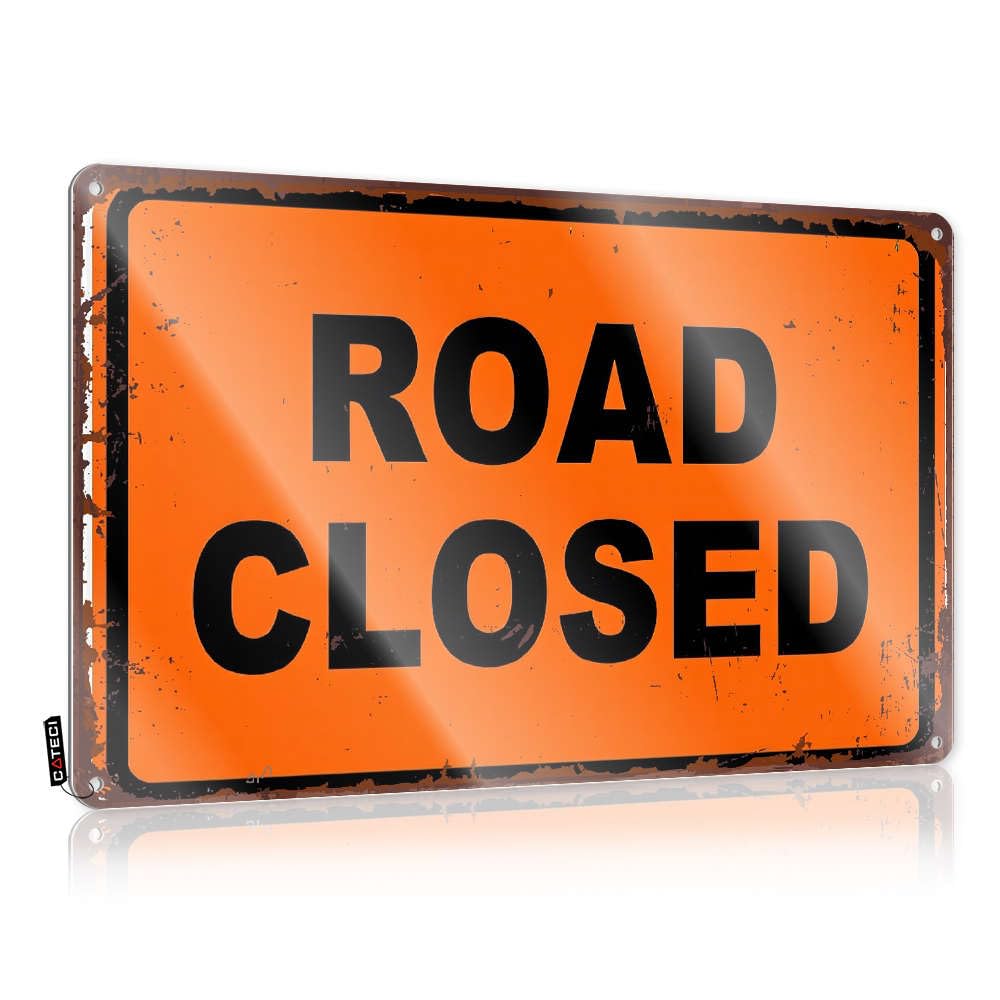 Fzfn Colour Lake Life Decor Custom Funny Vintage Signs - Road Closed Nice Metal Wall Art Ready To Hang For Clearance(30X40cm)
