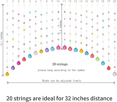 Crystal Beaded Curtain, Multicolor Hanging Door Decoration with Acrylic Balls, Rainbow String Room Divider (20 Strings)