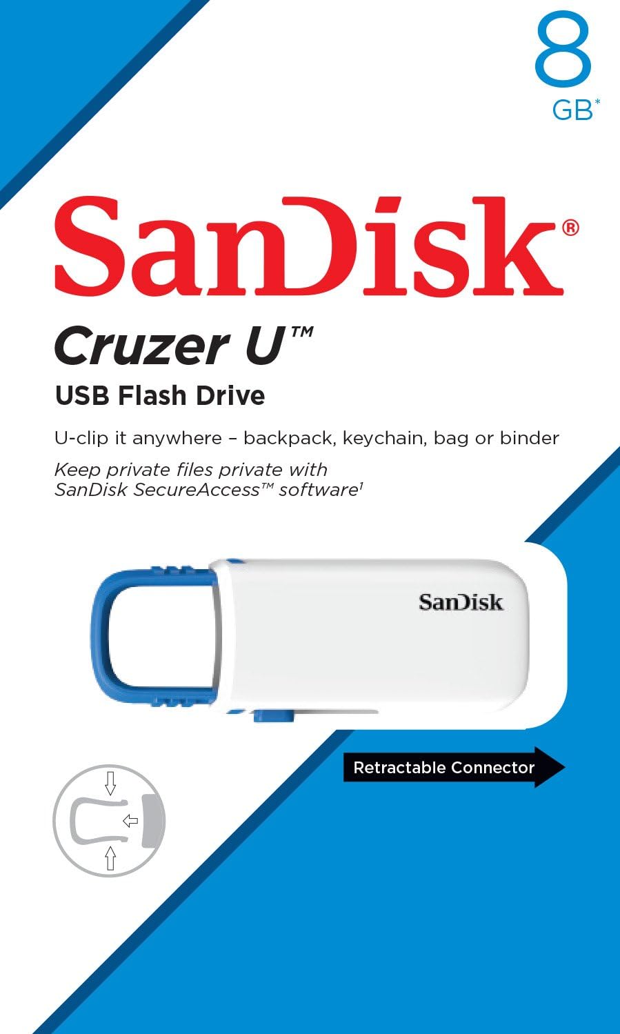 SanDisk SDCZ59-008G-B35WB 8GB Cruzer U USB 2.0 Drive - Blue